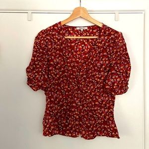 Madewell floral silk top size 10